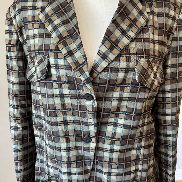 Cider plaid pattern ruched blazer with shoulder pads in a size large - Picture 11 of 16